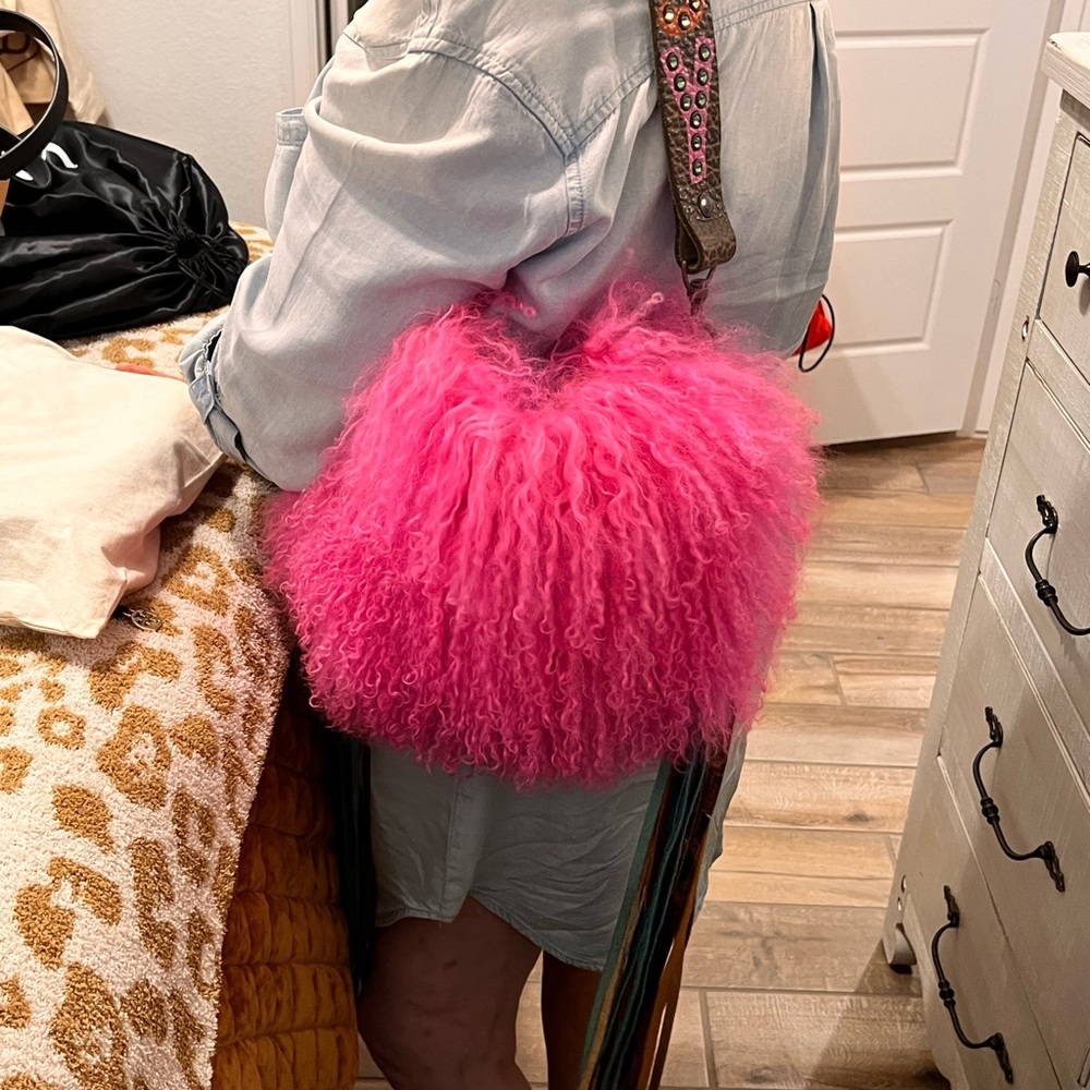 Vibrant Gypsy Pink Furry Shoulder Bag